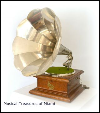 Antique Columbia Bnw Phonograph With Nickel Horn,  Bonus - We Ship Worldwide