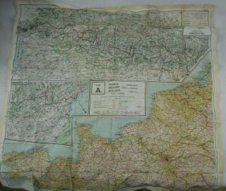 D - Day Invasion/evasion Cloth Map Series 43/a - 43/b Normandy Coastline