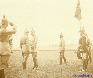 Port.  Photo: Rare German Army Generals Meet In Field W/ Lined Up Unit (1)
