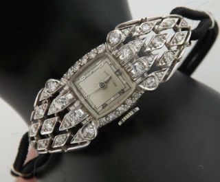 Art Deco Diamond Platinum Hamilton Ladies Wrist Watch 12619