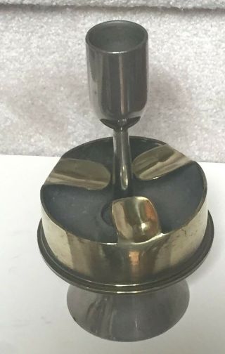 Vintage Wwi Trench Art Ashtray With Match Holder - Brass Shell