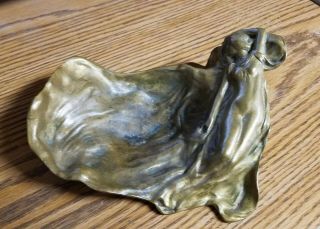 Antique Art Deco Cast/brass Figural Nude Lady Old Change Dish Ashtray
