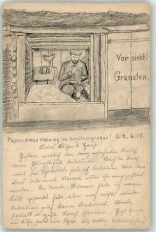 53051454 - German Wwi Drawing Daddy In The Dugout 1915 Wk I