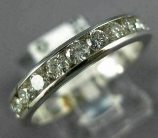 Estate.  80ct Diamond 14k White Gold 3d Ten Stone Channel Anniversary Ring 21834