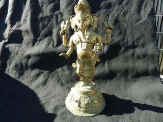 Vintage Brass Statue Of Ganesh Hindu Elephant God Of Success And Good Luck