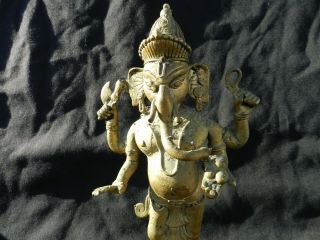 Vintage Brass Statue Of Ganesh Hindu Elephant God of Success And Good Luck 2