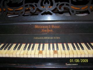 1858 Stinway Grand Piano,  Antique With Elbony Or Black Walnut Wood,  Fair Cond