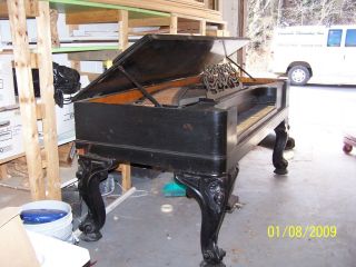 1858 Stinway Grand Piano,  antique with elbony or black walnut wood,  fair cond 2