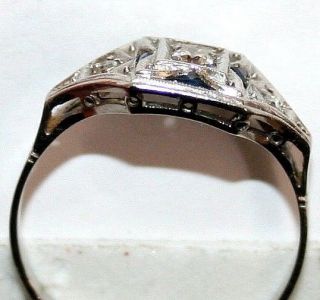 ANTIQUE ART DECO PLATINUM DIAMOND SAPPHIRE UNIQUE HAND MADE RING c 1920 7