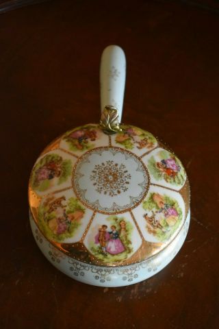 Royal Vienna Porcelain Silent Butler Gold Embellish Raised Dots Courting Couples