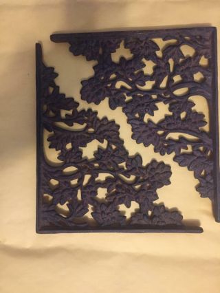 Vintage Antique Cast Iron Shelf Brackets Oak Acorn Leaf Pattern 10.  5 By 9 Inches