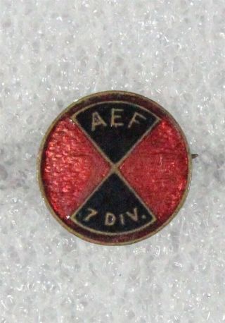 Wwi Era Home Front - Aef 7th Division Lapel Pin,  Enameled Pin Back