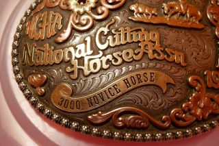 Large Sterling 10k 14k Gist Buckle NCHA World Champion National Cutting Horse 2