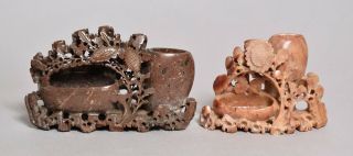 Two Good Antique Vintage Chinese Soapstone Stone Carvings