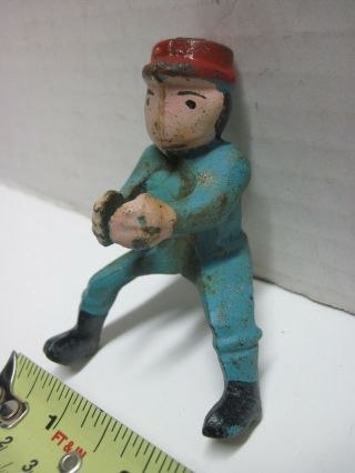 Vintage Cast Iron Driver Man Figure Blue Red Hat Arcade Hubley Vehicle Operator