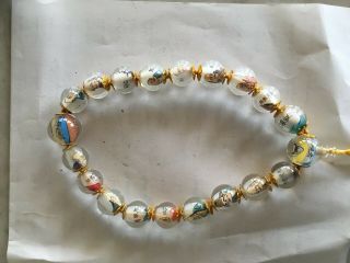 Vintage Chinese Internally Painted Glass Bead Necklace
