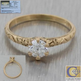 1880 Antique Victorian 14k Yellow Gold.  49ctw Diamond Engagement Ring Egl M8