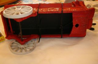 Vintage Coca Cola Cast Iron Horse Drawn Wagon With Cases and Coca Cola Bottles 8