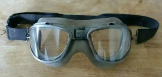 Wwii Chas Fischer Pilot Goggles An 6530 W/one Piece Cushion Harley Steampunk