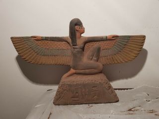 Rare Antique Ancient Egyptian Big Statue God Isis winged Health Cure1840 - 1770BC 4
