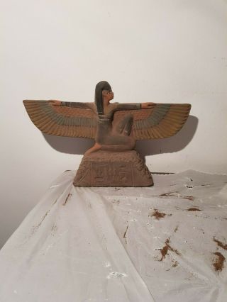 Rare Antique Ancient Egyptian Big Statue God Isis winged Health Cure1840 - 1770BC 6