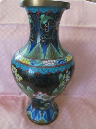 Antique,  Asian Cloisonne 33 Cm.  Enamelled,  1 Floral Vase - Vgc