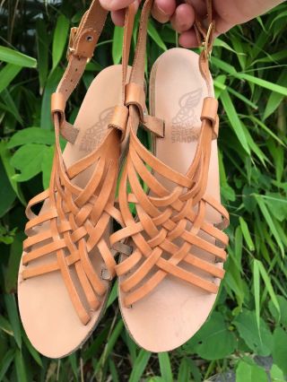 Ancient Greek Womens Sandals Gladiator Handmade Leather Shoes Size 9 39