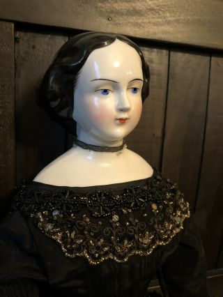 Antique Rare Large 27” Jenny Lind Civil War Era German China Doll W Fancy Dress