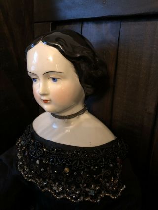 Antique Rare Large 27” Jenny Lind Civil War Era German China Doll W Fancy Dress 4