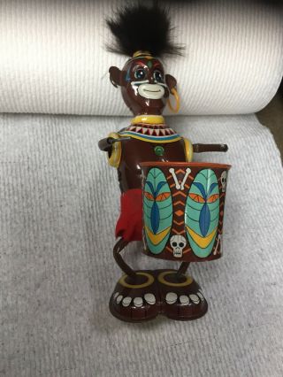 Vintage Louis Marx Mar Tin Wind Up Toy Indian Drummer Missing Arms 8 Inch Tall