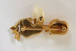 Vintage 14K Yellow gold Pearls Ruby eye William Ruser Duck Pin Brooch Rare 7
