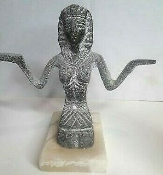 Ancient Egyptian Goddess Isis Adoration Isis Pharaonic Bronze Statue Stone Base