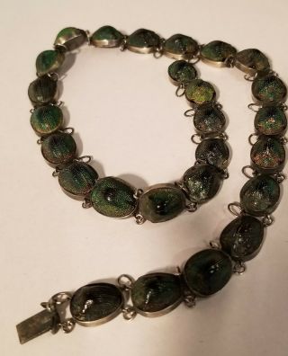 Egyptian Revival Real Scarab Beetle Necklace in Sterling Silver 3
