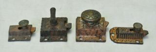 4 Antique Eastlake Victorian Cast Iron Cabinet Door Latches Hardware