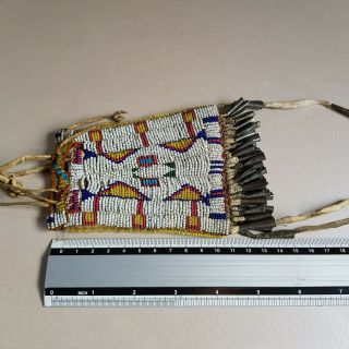 Stunning Antique Arapaho/ Cheyenne Beaded Strike - a - lite Pouch,  ca 1880s 5