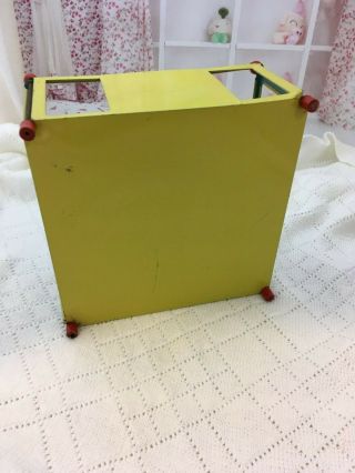 VINTAGE 1930 ' s J.  Chein & Co.  TIN DOLL FURNITURE Yellow & Blue BABY ' S Playpen 4