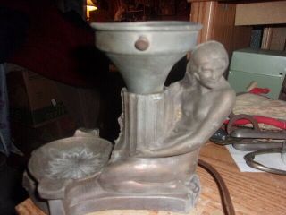 Art Deco Pot Metal Nude Lady Lamp/ashtray