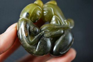 Chinese Old Jade Carved Sexy Men&Women People Art Statue/Pendant W63 2