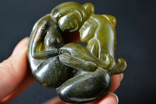 Chinese Old Jade Carved Sexy Men&Women People Art Statue/Pendant W63 3