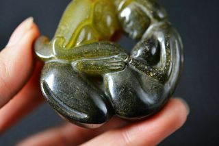 Chinese Old Jade Carved Sexy Men&Women People Art Statue/Pendant W63 5
