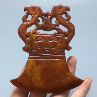 81g Old Chinese Natural Jade Hand - Carved Statue Weaponry Knife Pendant No.  D12