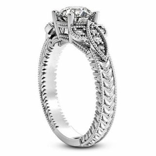 Solitaire Antique.  70 Carat Si1/h Round Diamond Engagement Ring White Gold