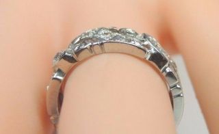 Antique Art Deco Vintage Diamond Wedding Band Eternity Platinum Ring Size 5.  5 10
