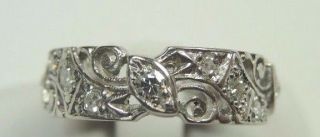 Antique Art Deco Vintage Diamond Wedding Band Eternity Platinum Ring Size 5.  5 4