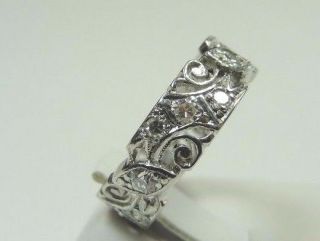 Antique Art Deco Vintage Diamond Wedding Band Eternity Platinum Ring Size 5.  5 5