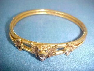 Antique 14k Yellow Gold Bracelet With Three Diamonds 17 Grams Gorgeous Pat.  1907