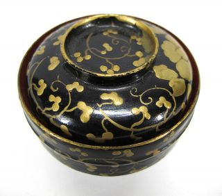 Meiji Taisho Lacquer Urushi Miniature Covered Bowl Hina Matsuri Incense Kogo Yqz