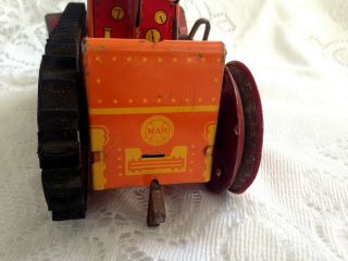 VINTAGE TIN WIND UP MARX TRACTOR DOZER WITH BLADE 4