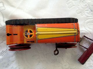 VINTAGE TIN WIND UP MARX TRACTOR DOZER WITH BLADE 6