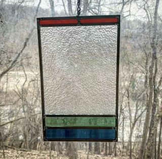 Architectural Salvage Leaded Stained Glass - Textured Clear,  Red,  Green,  Blue